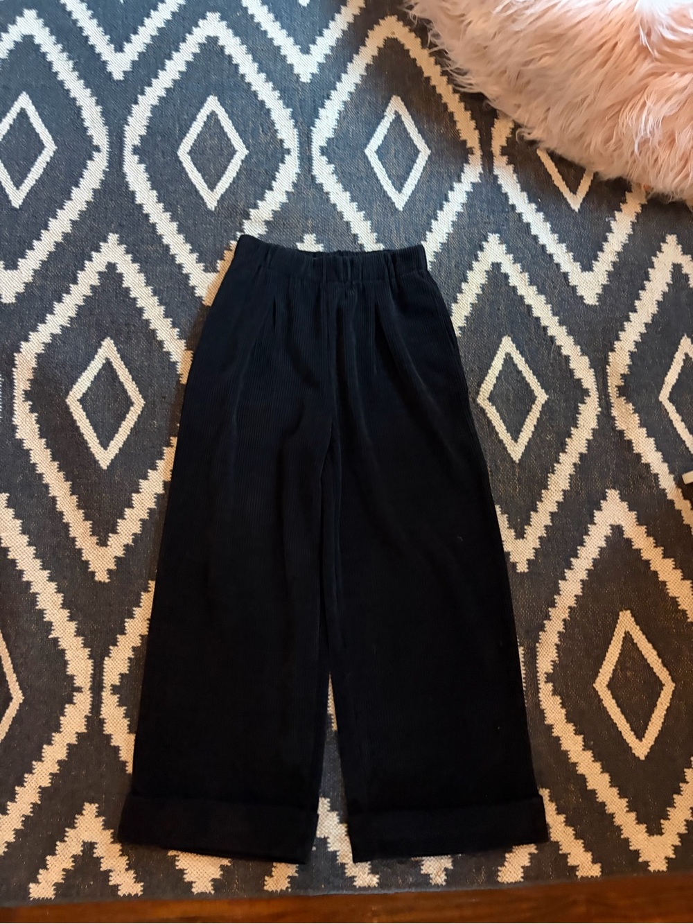 Wide Leg Corduroy Pants in Black